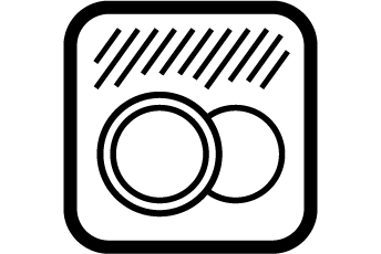 Icon indicating that the Kan canister, Huggers and TRa system are food-grade and dishwasher-safe.
