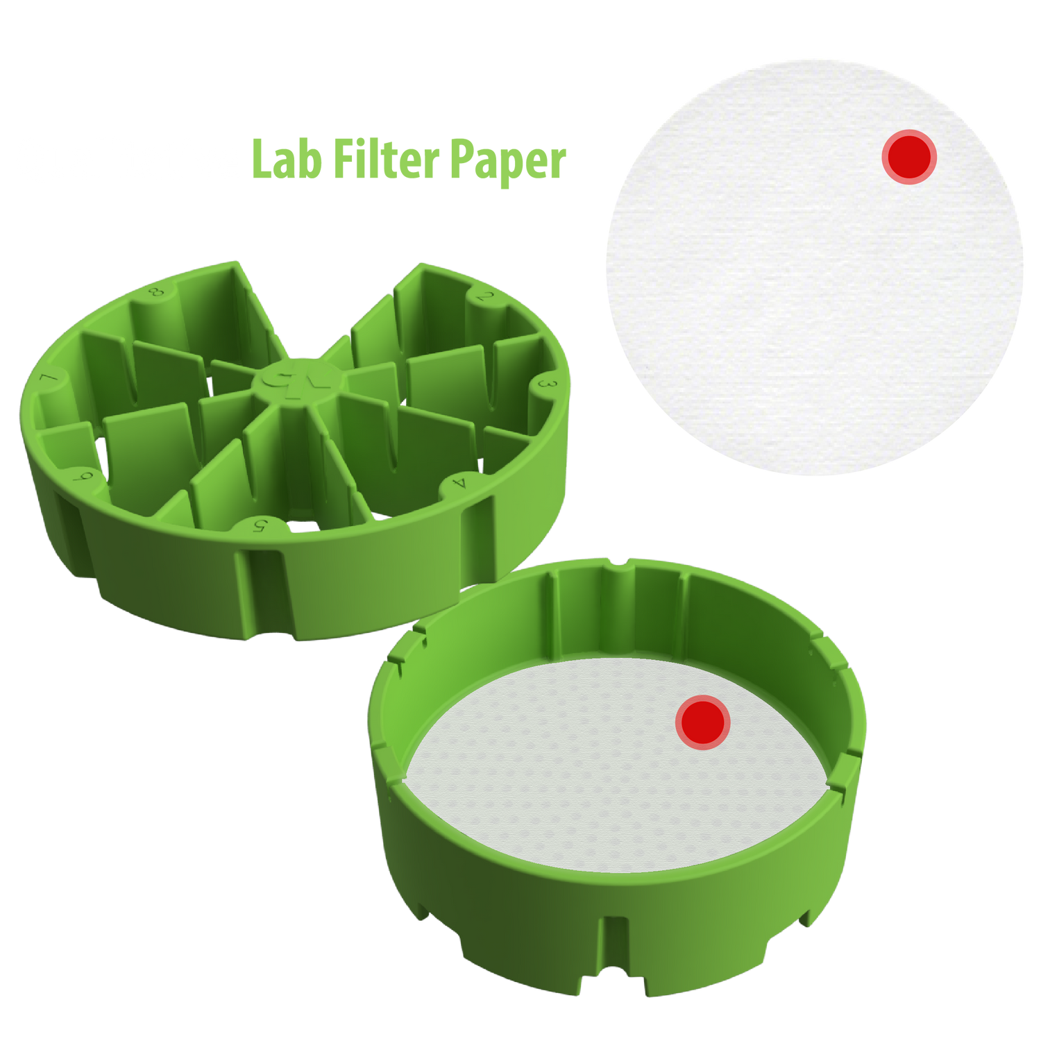 Image shows the partition and strainer of the Kan canister, with a high-quality lab filter paper placed inside to avoid any risk of seed damage.