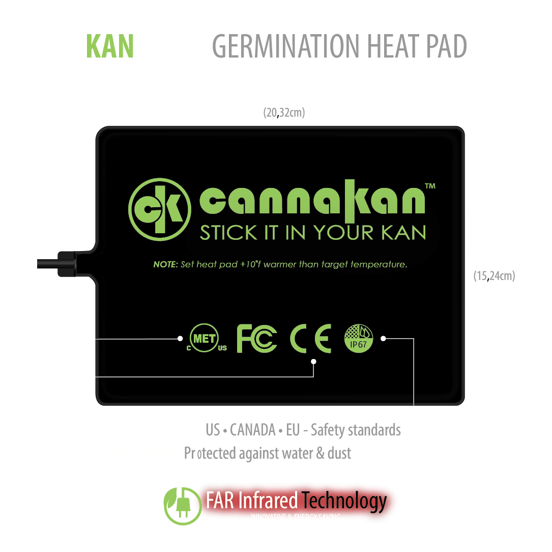 Image showcasing our high-quality heat pad, designed with energy-saving FAR infrared technology. Its certified with MET, FCC, CE as safety standards for US, Canada and the EU. IP67 certified to protect againt water & dust. All heat pads are fully tested.

Size: 8'' (20,32cm) x 6'' (15,24cm)
120 Volt - 8 Watts